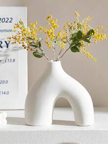 波西米亚风格 1/3 件白色陶瓷花瓶套装 - 非常适合香蒲，非常适合婚礼和家居装饰，非常适合客厅、卧室和咖啡桌的圆形中心装饰