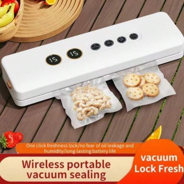 Portable 2-In-1 Digital Display Vacuum Sealing Machine + Bag Sealing Machine, Very Suitable For All Kinds Of Food To Keep Fresh Vacuum Machine/Plastic Sealing Machine, Simple Operation, Suitable For Dry, Wet, Powder Food Vacuum Preservation Machine