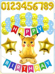pokemon Pikachu Cartoon-förmige Geburtstags Party, Aluminium Folie Dekoration, Flaggen Dekoration, Digitales Set, Ballon