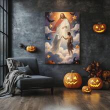 1 Piece,Abstract Ghost Art , Halloween Modern Frameless Art Decoration Painting, Printed Posters Mural, Waterproof Canvas,Suitable For Home, Office, Bedroom, Living Room, Study, Bathroom, Bar, Wall Arts And Home Decoration, Is An Ideal Holiday Gift