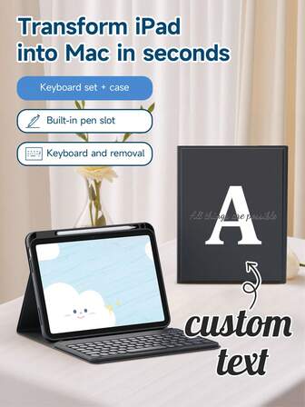 Text Customized Case With Keyboard Set Compatible IPad (A16) 11 Inch 11th Generation 2025, IPad Air 11-In.(M2)-2024/2025, IPad 10th Generation, Text Customized Personalized Tablet Keyboard Case Compatible With Samsung Galaxy Tab S6 Lite 10.4 Inch, S7/S8 11 Inches, The Keyboard Case Has A Built-In Pen Slot, Four Corners Are Drop-Proof,