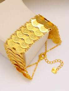 1 chiếc vòng tay tiền xu Trung Đông cổ điển, phù hợp để đeo hàng ngày và lễ hội, lý tưởng cho đồ trang sức của phụ nữ Hồi giáo, Ả Rập và Châu Phi - Vàng - Xem 3