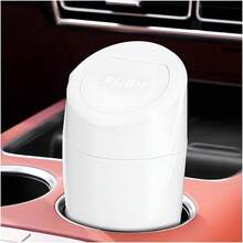 Car Trash Can Bin With Lid, Mini Leakproof Vehicle Side Door Cup Holder Trash Can With Lid, Multipurpose Organizer Portable Garbage Bin For Cup Holder Car Home Office (White) - 黑與白 - 查看 1