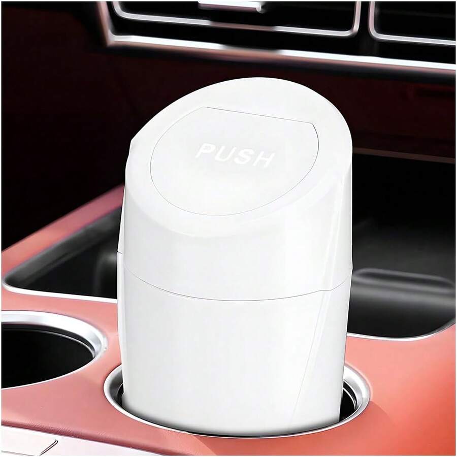 Car Trash Can Bin With Lid, Mini Leakproof Vehicle Side Door Cup Holder Trash Can With Lid, Multipurpose Organizer Portable Garbage Bin For Cup Holder Car Home Office (White) - 黑與白 - 查看 1