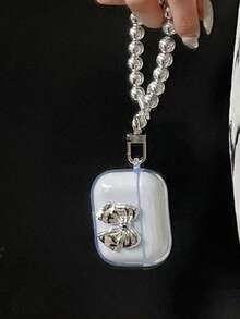 1 Set 3D Bowknot TPU Protective Case & Cute Earphone Chain, Stylish And High-Quality Gift For Couple, Sister, Compatible With Apple 1/2/3/Pro/Pro2 - Clear - View 4