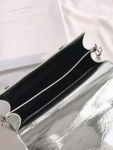 时尚迷你银色斜挎包多层小方包女士单肩包口红包 - 銀色 - 查看 10