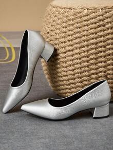 MonaNise 女士时尚尖头低帮高跟鞋，蓝色石材纹理，杏色露背，适合度假、旅行、户外、复古休闲、高端、黑色 5 厘米鞋 - 銀色 - 查看 6