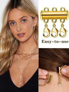 1pc Layered Necklace Clasp, Sliding Lock Necklace Connector, Suitable For Multi-Strand Sliding Tube Clasp