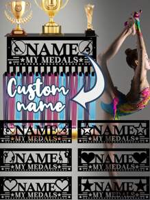 1 pezzo supporto medaglie per ginnastica per atleti, personalizzabile con il tuo nome e icona, da montare a parete con 15 ganci, supporto espositivo per medaglie e trofei, facile da appendere alla parete, regalo personalizzato per atleti e sportivi