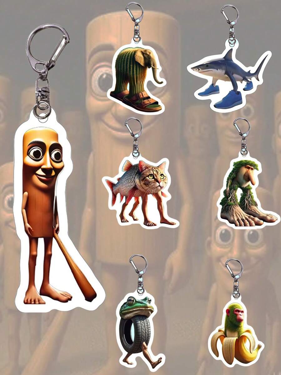 1 Stück Tung Tung Tung Sahur Tralalerotralala Schlüsselanhänger lustiger abstrakter Schlüsselanhänger Holzstabmännchen Bigfoot Baum Acrylanhänger Autoschlüsselring, alltägliches Taschenzubehör, Taschenanhänger, Schlüsselhalter. Ideal als Geschenk für Freund, Freundin, Familienmitglied, Arzt, Krankenschwester, Partygeschenk, Handydekoration und mehr, Geburtstaggeschenk, Partygeschenk, Abschlussgeschenk, Karnevalsgeschenk, Valentinstagsgeschenk, Autoaccessoire, Rucksack für die Schule