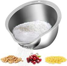 Rice Washer - Rice Washer Strainer Bowl - Rice Drainer Strainer - Fine Mesh Colander - Rice Cleaner Strainer - Colander Bowl For Rice Veggie Fruit Beans - Silver - Silver - View 1