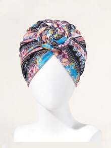 1 件女士印花头巾，轻奢非洲风格头巾帽，重要场合佩戴头巾 - 彩色 - 查看 9