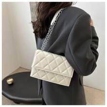 1pc New Fashion Women Shoulder Bag Rhombus Embroidered Solid Color Chain Crossbody Bag Casual Handbag Ladies Clutch Phone Bag
