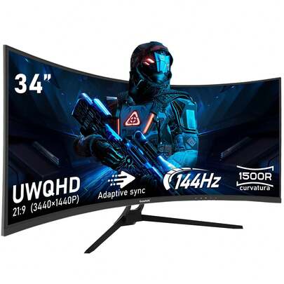 GAWFOLK 34-Inch 200Hz High-Refresh Curved Screen, HDR Eye Protection + 200Hz High-Refresh Monitor. Experience The E-Sports Atmosphere Monitor. A 34-Inch Monitor That Combines Both Beauty And Performance. Rely On This 34-Inch Monitor For An Immersive Experience In Office Work, Drama Binge-Watching, And Gaming.