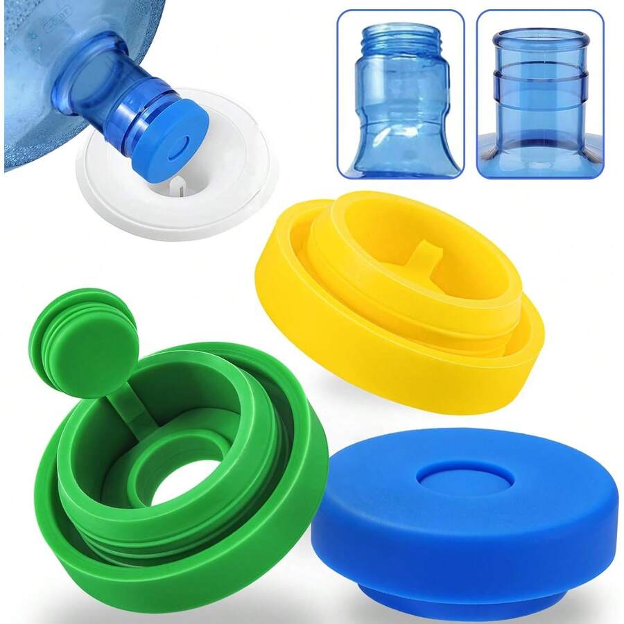 3 And 5 Gallon Water Jug Cap Reusable, Silicone Replacement Gallon Caps For 55mm Bottle And Water Dispensers,Non-Spill 5 Gal Water Jug Cap Replacement Cover(3 Pack) - Colorful 3 Packs - View 1