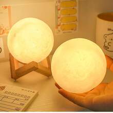 1pc Moon Lamp, 3D Moon Night Light With Base Galaxy Light, Soft Warm White Nightlights For Home, Decorative Night Light For Home Decor, Suitable For Boys, Girls - Yellow - View 10