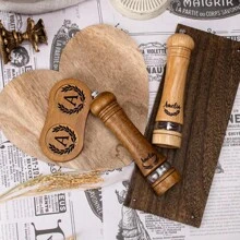 1Set Personalised Wooden Salt & Pepper Grinder,Solid Wooden Grinder,Salt Or Pepper Mill,Manual Spice Crusher Kitchen Utensils,Pepper Shaker,Gifts