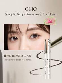 Clio Sharp So Simple Waterproof Pencil Liner 03, Smooth Glide, Intense Pigmentation, Long-Lasting Color, Smudge-Resistant, Self-Sharpening, Effortless Application, Beginner-Friendly, Perfect For Daily Wear & Date Night, K-Beauty, Korean Makeup, 0.14g/0.005oz