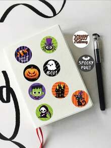 500 Pcs Halloween PVC Stickers - Smooth Round Sticky Stickers With Ghost, Witch, Bat, Pumpkin And "Boo" Patterns, Suitable For Phone Cases, Skateboards, Water Bottles, Gift Wrapping - Fun Party Decorations, Halloween Party Decoration Supplies, Envelope Sealing Stickers, Party Gifts,PVC Decal Sticker SchoolSupplies,Back ToSchool - Multicolor - View 4