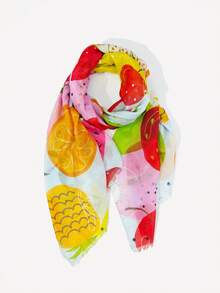 1 件水果印花轻质围巾/披肩，适合春夏季，防紫外线 - 彩色 - 查看 19