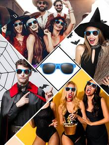 10 件复古 80 年代派对眼镜 - 经典方形复古款，适合成人、万圣节、角色扮演和节日活动（蓝色 10 件装黑色墨镜、女士时尚配饰、沙滩装、商务休闲礼品、秋冬摄影道具）单身派对装饰、单身派对礼物、单身派对、新娘送礼会回礼、婚礼宾客回礼、万圣节节日用品、万圣节装饰、圣诞节装饰 - 藍色 - 查看 8