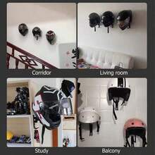 Motorcycle Bicycle Helmet Rack Wall Mount Motorbike Holder Hat Display Stand - Black - View 3