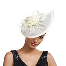 Elegant Alluring Women Derby Church Wedding Feather Sinamay Fascinator Headband Hair Clip Mini Hats Tiny Hats Derby Hat Mini Top Hat Mini Cap, School Stuff