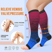 Calcetines de compresión de cobre para mujeres y hombres, punta abierta, 15-20 mmHg es el mejor apoyo para la recuperación de la circulación y el uso durante todo el día - 04 Surtido 1 - Ver 3