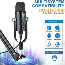 Noise Cancelling USB Microphone Kit - Professional Recording Mic With Adjustable Boom Arm & Quick Mute For Streaming/PC - Black - View 5