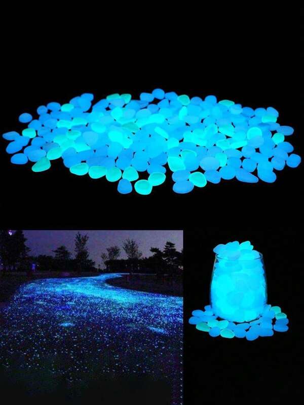 200 piezas/500 piezas Piedras de jardín luminosas, guijarros que brillan en la oscuridad para macetas, caminos, césped, decoración de acuario, exhibición de cielo estrellado