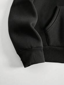 Plus Size Women's Casual Letter Pattern Sweatshirt, Suitable For Autumn/Winter, Available In Full Size Range Black Spring - Black - View 7