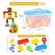 100pcs/150pcs/200pcs/300pcs/440pcs Colorful Building Blocks Set, Educational Assembly Blocks, Medium-Sized DIY Interlocking Bricks (Random Colors), Creative And Imaginative Puzzle Toys, Birthday/Halloween/Christmas/Thanksgiving/Easter Gifts - Multicolor - View 12