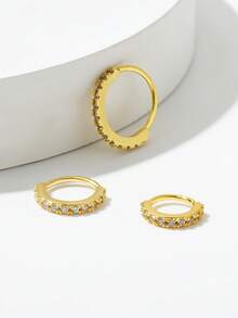 1pc Cubic Zirconia Decor Nose Ring For Women & Men 6mm 8mm 10mm - Yellow Gold - View 3