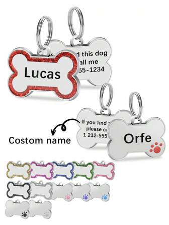 Placas de identificación personalizadas para mascotas con texto grabado en profundidad y bonitos iconos en forma de corazón. Etiquetas óseas con grabado a doble cara, adecuadas para perros y gatos. Accesorios de collar ornamentales, con estilo grabado, de moda, coloridos, vintage, lindos, compactos, lindos personalizados, únicos, personalizados, para mascotas para aniversarios, cumpleaños, vibraciones de vacaciones, inspiración de vida al aire libre