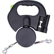 Nimomo Dog Lead Retractable Double Dog Lead Pet Leash 1 Tow Rope 2 Double with Torch and Pocket Dispenser - Bildfarbe - Übersicht 1