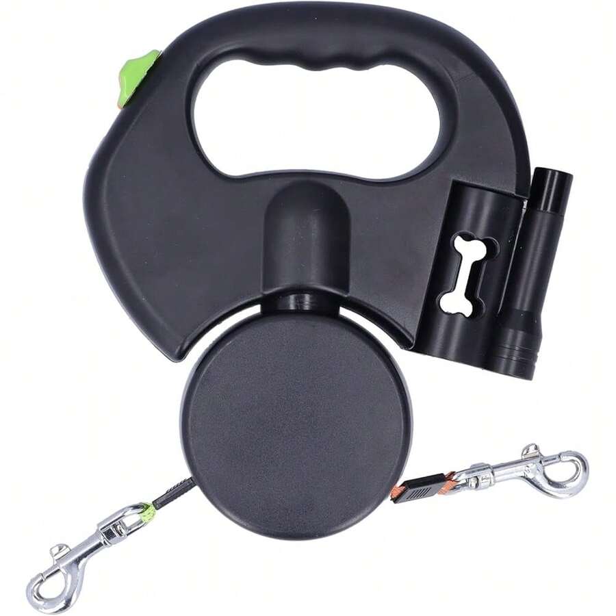 Nimomo Dog Lead Retractable Double Dog Lead Pet Leash 1 Tow Rope 2 Double with Torch and Pocket Dispenser - Bildfarbe - Übersicht 1