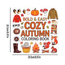 1 pieza Libro de colorear de otoño, 22 páginas, tapa blanda, papel grueso, libro de imágenes para adultos, regalo de temporada para Navidad, Halloween, festivales, amigos, colegas, familia, escuela, suministros de arte y manualidades, libro para colorear, libro de colorear, suministros de arte