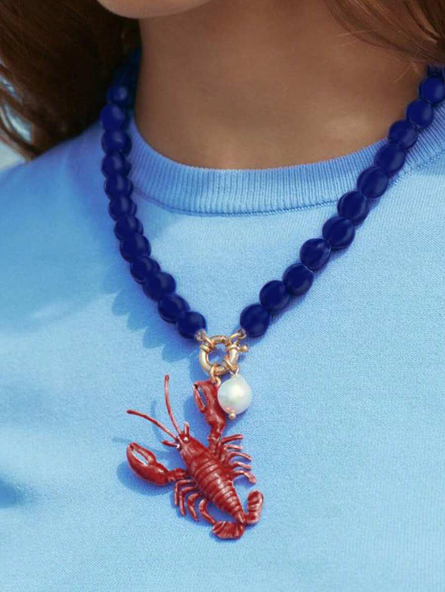 Neue ZAA Perlen Halskette, handgemacht mit Kristallperlen und Email, einfache Anhänger Halskette, Accessoire für Frauen im Urlaub am Strand