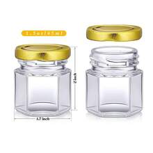 4个45毫升迷你玻璃密封罐，六角钻石隔层瓶，蜂蜜罐/梅森罐，带螺旋盖，适用于食品包装、DIY工艺品、婚礼礼物等。 - 彩色 - 查看 3