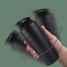 Portable Stainless Steel Shaker Bottle Protein Powder Leak Proof Shaker Cup Sport Mug With Scale Outdoor Fitness Whey Shakes Cup - màu đen - Xem 7