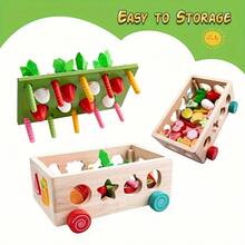 6-In-1 Wooden Toy For Children, Valentine's Day Gift Ideas, Carrot Picking Toy, Shape Sorting Puzzle, Fine Motor Skills Training Toy - Nhiều màu - Xem 5