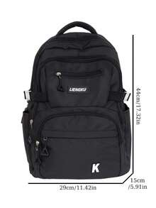 1pc Back To School Classic Basic Backpack With Laptop Compartment And Adjustable Shoulder Straps, Spacious Design With Multiple Pockets, Lightweight Casual Travel Backpack Suitable For Women/Girls/Teens/Students/Graduates, Ideal For Daily Use, Outings, Travel, School And Back To School. - Multicolor - View 4