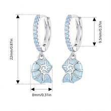 WOSTU 1 件 925 纯银时尚海星海龟耳环海洋系列耳环 CZ 镀铂金女士夏季派对珠宝礼物