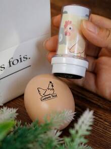 定制鸡蛋文字印章，返校用品，个性化姓名印章，定制签名印章，鸡蛋印章，农场印章，三种墨水颜色（黑/红/蓝），印章用途，新鲜鸡蛋标志，红色，可定制生日礼物，婴儿派对，婚礼礼物，教师礼物，多功能，可重复使用，儿子礼物，信封，邀请函，餐巾纸，周年纪念 - 風格A - 查看 5