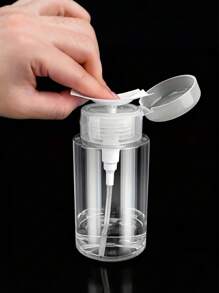 1pc Transparent Pump Dispenser Bottle - Unscented Plastic,Ideal For Cosmetics And Nail Polish Removers, Skincare Solutions - Portable Travel Size, Easy One-Handed Operation