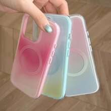 夏季简约清新渐变色双层磁吸手机壳适用于 16 Pro Max/15 Pro Max/14 Pro/13，时尚/艺术/设计感十足的女士手机壳 - 彩色 - 查看 4