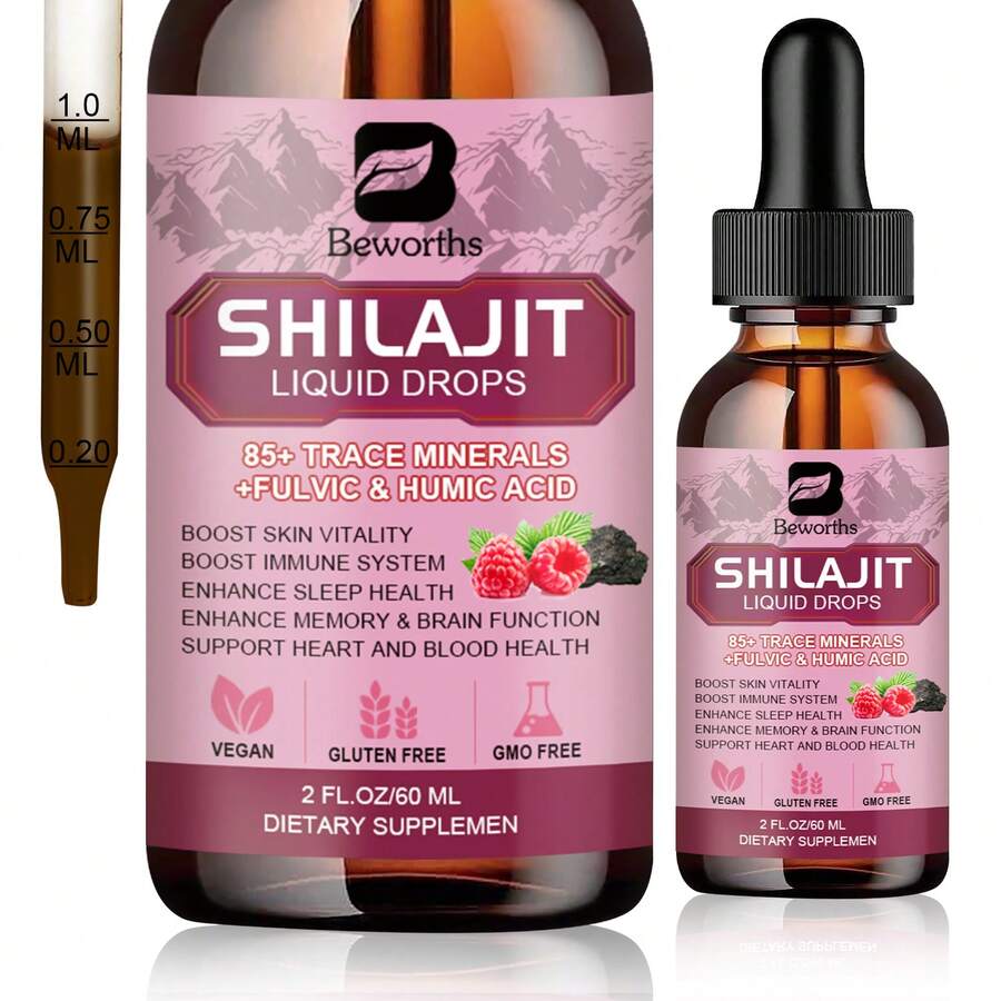 B BEWORTHS Elikadur Shilajit Himalayan Organic Drops - 30ml Dropper Bottle With 85+ Trace Minerals (Selenium, Copper, Manganese) | Supports Antioxidant Health, Cell Well-Being & Vitality | For Adults - 60ml - 查看 1