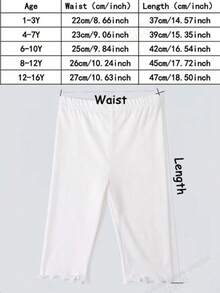 3 Pairs Kids' Solid Color Thin 5 Minute Leggings, Versatile For Wear Under Or Over, Spring & Autumn - White - View 2