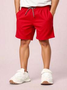 Young Boys Shorts - Red - View 3