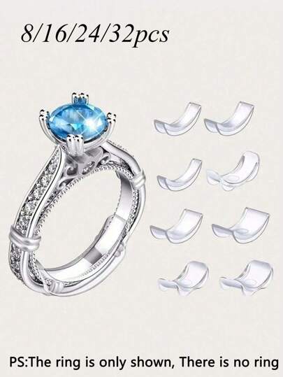 Przezroczysty pierścień do regulacji rozmiaru, niewidoczny pierścień do zmiany rozmiaru, damskie luźne pierścienie do zmniejszania rozmiaru niewidoczna naklejka Przezroczysty zestaw narzędzi do szycia biżuterii DIY do regulacji luźnych pierścieni - idealny do obrączek ślubnych i biżuterii Comfort